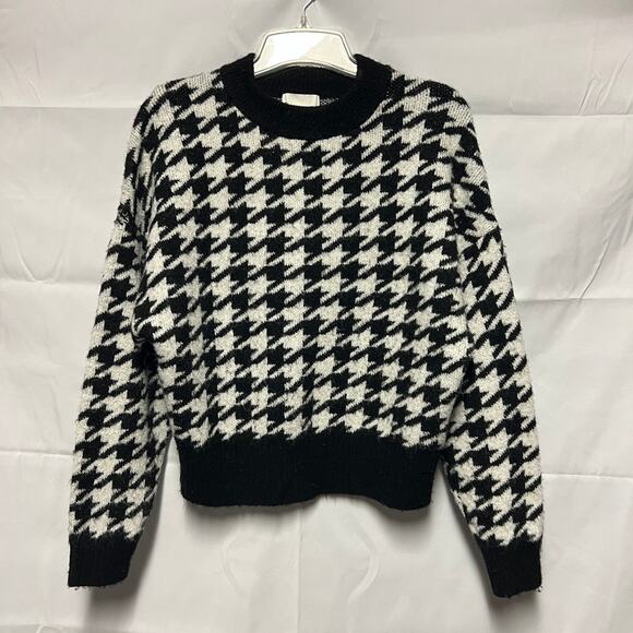 H&M Wool Blend Pullover Knit Chunky Black & White Sweater Size XS - Picture 1 of 8